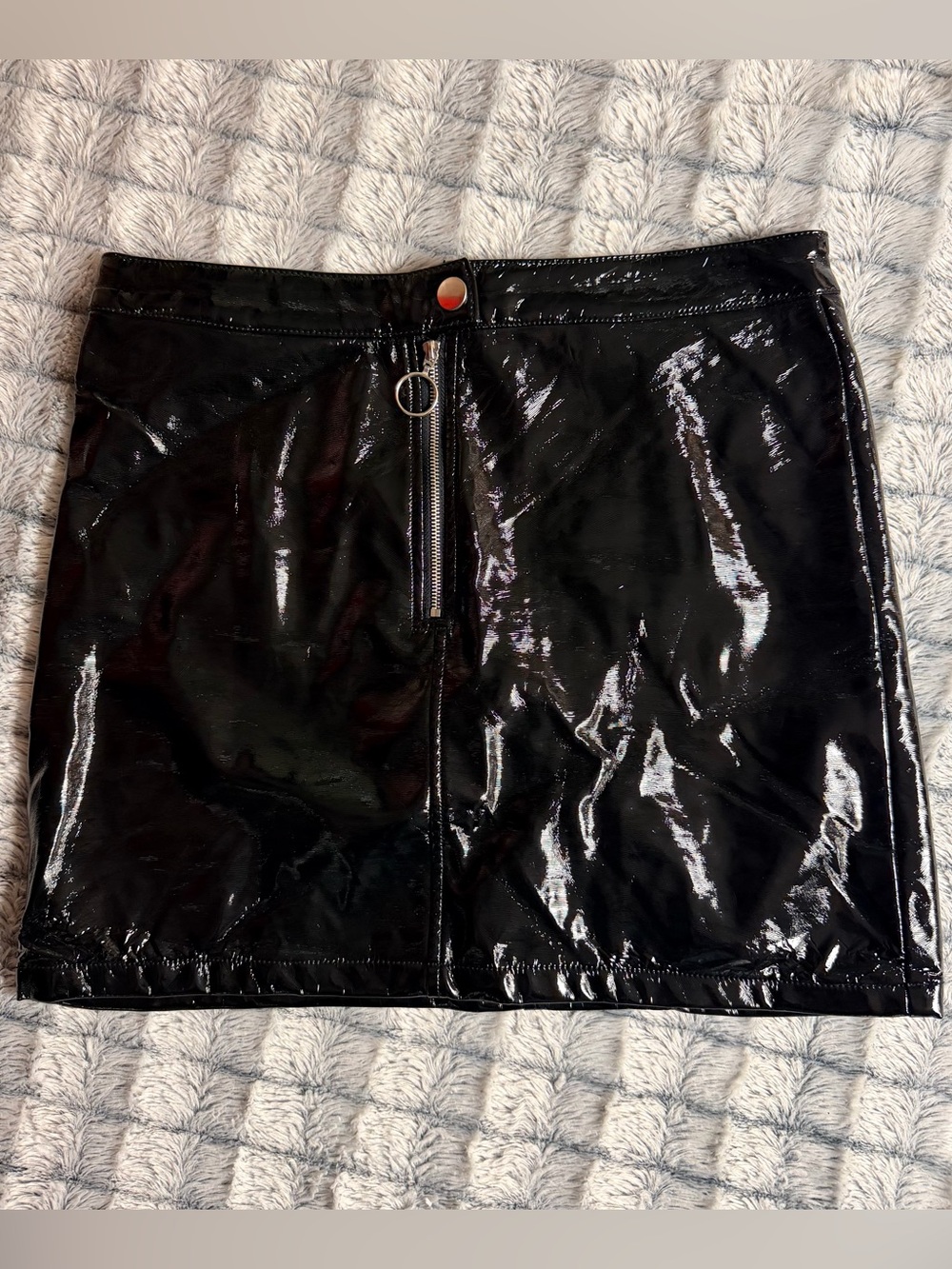 Forever 21 black vinyl faux patent leather mini skirt size M